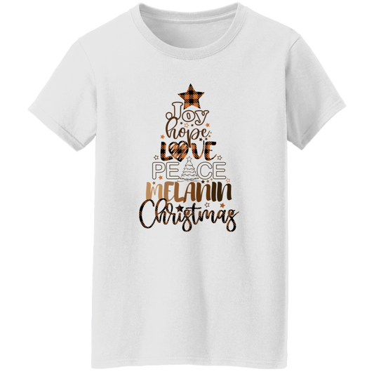 Love, Joy & Melanin Christmas T-Shirt